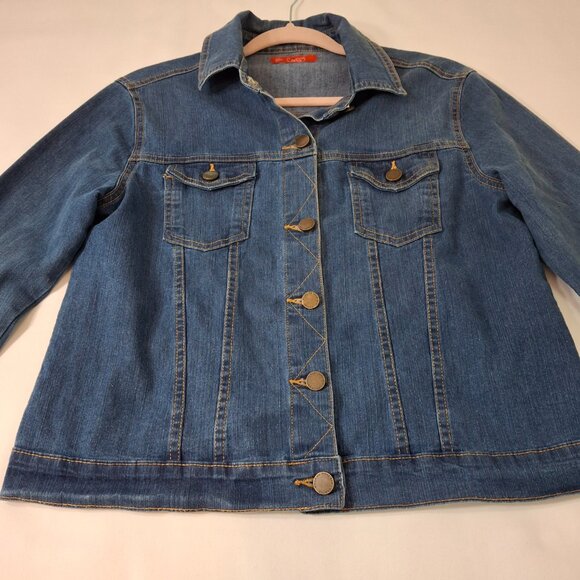 Cantail Jean Jacket Sz 6 Cropped Jean Jacket Stretchy Relaxed Fit In Waist - Picture 5 of 16